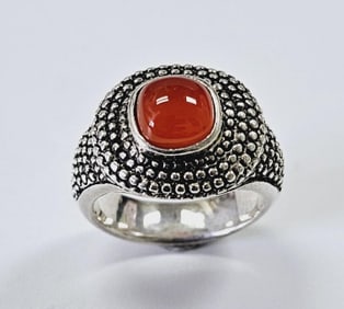 ESPO Joseph Esposito Sterling Carnelian Ring Size 8.5 Ring weighs 12.5 Grams