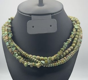 Sterling Silver Chrysoprase Four Strand Necklace Necklace Measures 33.5" Necklace Weighs 100 Grams