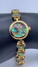 Ronica Gold Tone Abalone Watch Watch Measures 7.5" Watch is Not Tested