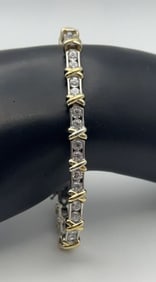 Sterling Silver Cubic Zirconia Tennis Bracelet Bracelet Measures 7.25" Bracelet Weighs 21.9 Grams