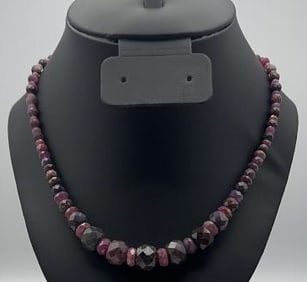 Sterling Silver Faceted Tourmaline Necklace Necklace Measures 16.5" Necklace Weighs 47.7 Grams