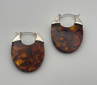Jay King Sterling Silver Amber Earrings Earrings Weigh 11.5 Grams Total