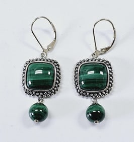 Whitney Kelly Sterling Silver Malachite Earrings Earrings Weigh 10.5 Grams Total