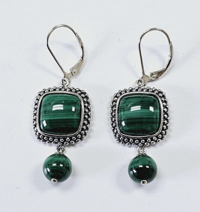 Whitney Kelly Sterling Silver Malachite Earrings Earrings Weigh 10.5 Grams Total (1 of 5)