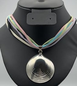 Sterling Silver Pendant with Suede Cords Necklace Measures 20"