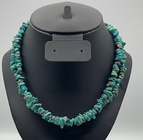 Sterling Silver Turquoise Chip Necklace Necklace Measures 18" Necklace Weighs 51.8 Grams