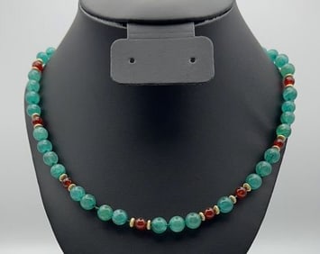 Aventurine and Carnelian Necklace Necklace Measures 24"