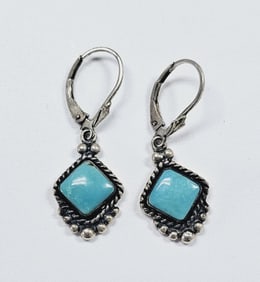 Sterling Silver Turquoise Earrings Earrings Weigh 4.8 Grams Total