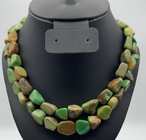 Jay King Sterling Green Turquoise Necklace Necklace Measures 18"