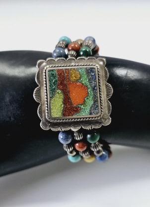 Carolyn Pollack .925 Gemstone Desert Scene Cuff Bracelet weighs 34.0 (1 of 6)