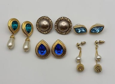 Collection of 5 Gold Tone Earring Pairs Set of Five Pairs