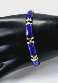 14K Yellow Gold  Lapis Lazuli Bracelet Bracelet Measures 7.5"