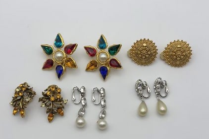 Assorted Clip-on Earrings Set of Five Pairs