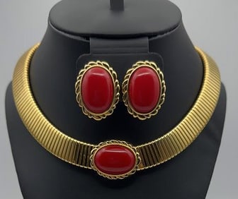 Vintage Monet Omega Necklace & Earrings Necklace Measures