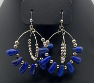 Sterling Silver Lapis Lazuli Earrings Earrings Weigh 15.6 Grams Total
