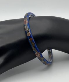 Vintage Blue Cloisonne Bangle Bracelet Bracelet Measures 5.5"