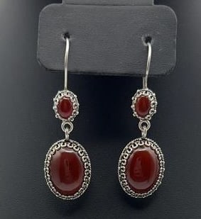DGS Turkey Sterling Silver Carnelian Earrings Earrings Weigh 13.1 Grams Total (1 of 5)