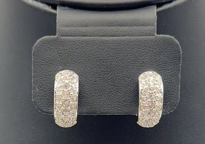 Swarovski Pave Crystal Silver Tone Hoop Earrings Swarovski Pave Crystal Silver Tone Hoop Earrings