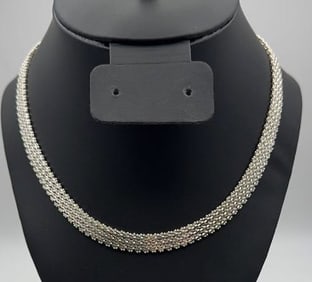Milor Sterling Silver Mesh Chain Necklace Necklace Measures 15.5" Necklace Weighs 40.6 Grams