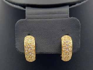 Swarovski Crystal Pave Half Hoop Earrings Earrings are gold tone: Earrings are gold tone