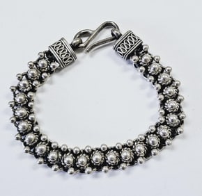 BA Suarti Bali Sterling Silver Ball Link Bracelet Bracelet weighs 45.0 Grams