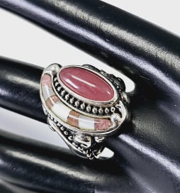 Carolyn Pollack Sterling Silver Rodochrosite Ring Size 8.75 Ring Weighs 13.1 Grams
