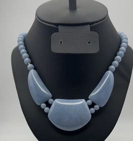 Sterling Silver Clasp Blue Chalcedony Necklace Necklace Measures 20"