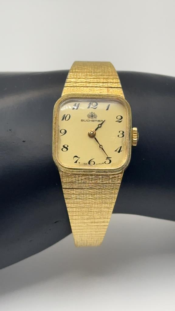 Vintage Bucherer Gold Plated Watch Watch Measures 6.75" Watch is Not Tested: Watch Measures 6.75" Watch is Not Tested