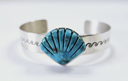Jay King Sterling Silver Turquoise Cuff  Bracelet Bracelet weighs 27.3 Grams