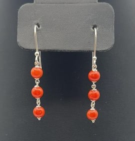 Sterling Silver Red Jasper Earrings Earrings Weigh 3.2 Grams