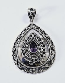 DP India Sterling Silver Amethyst Pendant Pendant Weighs 25 Grams