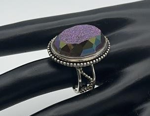 Colleen Lopez Sterling Silver Druzy Ring Size 8.75  Ring Weighs 15.3 Grams