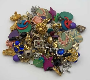 Huge Mystery Lot of Pierced and Clip On Earrings Lot Consists of Various Styles and Colors, Some