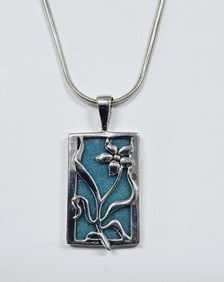 Cco Coleman Sterling Silver Turquoise Necklace Necklace Measures 20.5" Necklace Weighs 20.4 Grams
