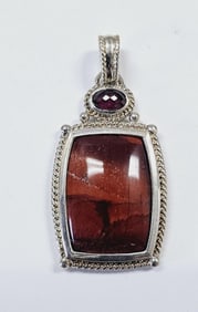 WK Whitney Kelly .925 Red Jasper & Garnet Pendant Pendant weighs 14.4 Grams