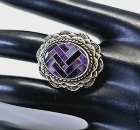 Carolyn Pollack Sterling Sugilite & Charoite Ring Ring weighs 15.3 Grams Size 9