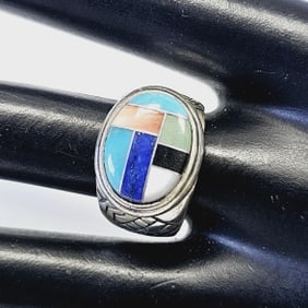 Carolyn Pollack Silver Gemstone Inlay Ring Ring weighs 8.0