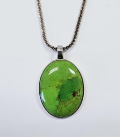 Sterling Silver Bespoke Turquoise Necklace Necklace weighs 25.1 Grams Measures 22"