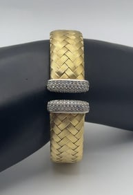 JCM Italy Sterling Silver Cubic Zirconia Bracelet Bracelet Measures 5"  Bracelet Weighs 37.2 Grams