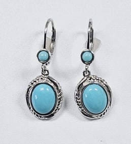 Sterling Silver Turquoise Earrings Earrings Weigh 3.4 Grams Collectively