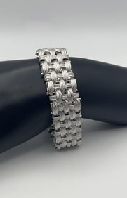 Sterling Silver Chunky Woven Bracelet Bracelet Measures 8" Bracelet Weighs 55.2 Grams