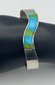 Jay King Sterling Turquoise Wave Cuff Bracelet Bracelet Measures 5.5" Bracelet Weighs 22.3 Grams