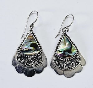 Meran Sterling Silver Abalone Earrings Earrings Weigh 8.8 Grams Collectively