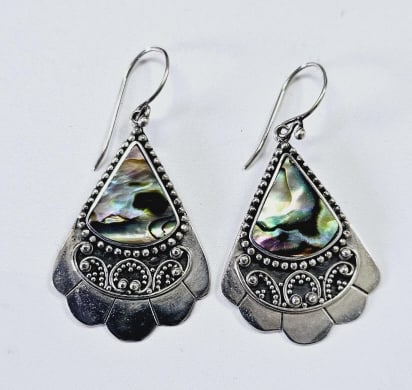 Meran Sterling Silver Abalone Earrings Earrings Weigh 8.8 Grams Collectively (1 of 5)