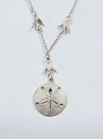 Sterling Silver Sand Dollar Necklace Necklace Measures 20.5" Necklace Weighs 5.7 Grams