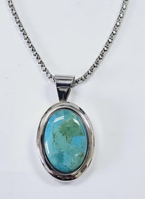 Milor Italy Sterling Reversible Necklace One Side is Lapis Lazuli and the Other is Turquoise