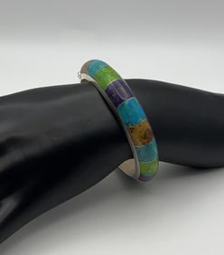 Sterling Silver Multi Stone Bracelet Bracelet Measures 5.5" Bracelet Weighs 62.3 Grams