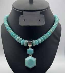 Sterling Silver Amazonite Necklace Necklace Measures