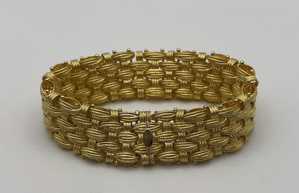 Vermeil Sterling Silver Woven Bracelet Italy Bracelet Measures 8" Bracelet Weighs 56.6 Grams