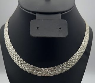Sterling Silver Braided Chain Italy Necklace Measures 20" Necklace Weighs 22.3 Grams